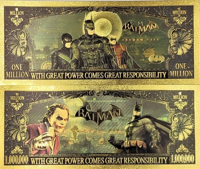 Batman IV Piękny Kolekcjonerski Banknot Pozłacany
