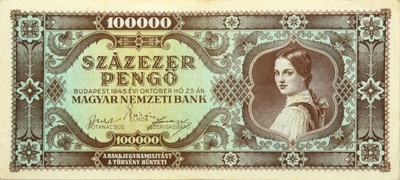 Węgry - Republika - BANKNOT - 100000 Pengo 1945