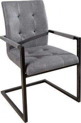 Krzesło z podłokietnikami pikowane szaro-czarne