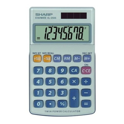 Sharp Kalkulator EL-250S, szaro-niebieska, kieszon