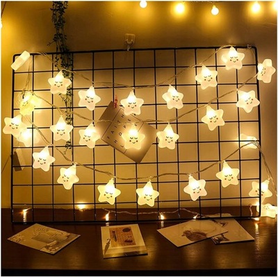Lampki na Baterię Dla Dzieci - 20 LED w Kształcie Gwiazdy