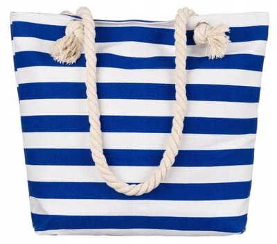 Plażowa torba damska FB01-STRAPS niebiesko-biała