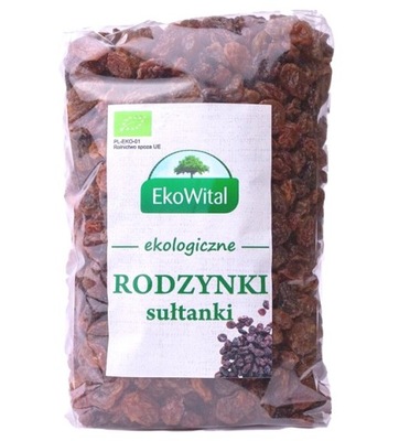 EKOWITAL EKOLOGICZNE RODZYNKI SŁODKA PRZEKĄSKA BIO 500g