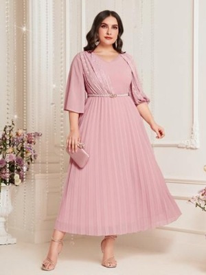 SHEIN PLUS SIZE SUKIENKA RÓŻOWA PLISOWANA 46 1V7B