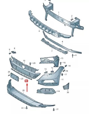 Vw arteon 3h7 передня частина радіатор решітка center lower trim 3g8807719bgru фото №1