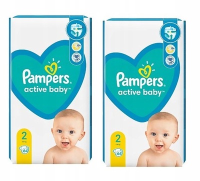 PAMPERS 2 ACTIVE BABY 4-8KG PIELUCHY PIELIUSZKI 128SZT(2X64)