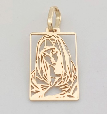Złoty Medalik 585 ażurowa Matka Boska