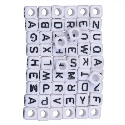 2x200 . Mix kwadratowe akrylowe koraliki alfabetu