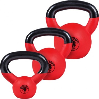 Zestaw kettlebelli żeliwo gumowane 4kg, 8kg, 12kg