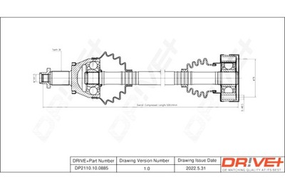 DRIVE+ ПОЛУОСЬ ПРИВОДНАЯ VOLKSWAGEN POLO 01-12 L