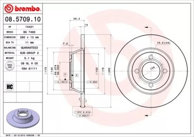 ДИСК ТОРМОЗНОЙ ПЕРЕД 280MM