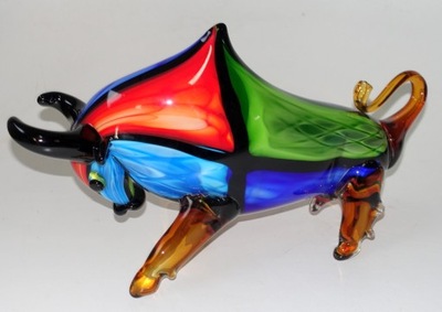 Figura Szkło Byk MURANO Art Deco Glass Bull kl