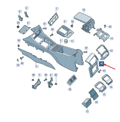 Skoda superb mk3 console rear carrier 3v0857289wc4 фото №1