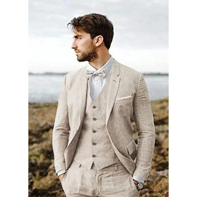 New Design Linen Suit for Men 3 Pieces Formal We