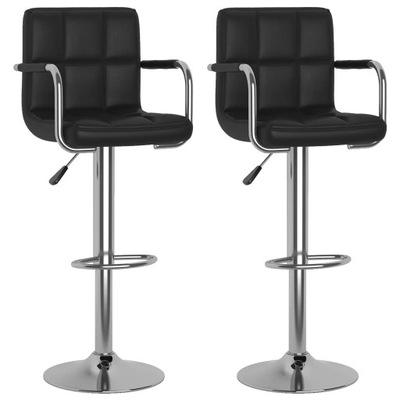 Krzesła barowe, 2 szt., czarne, obite sztuczną s