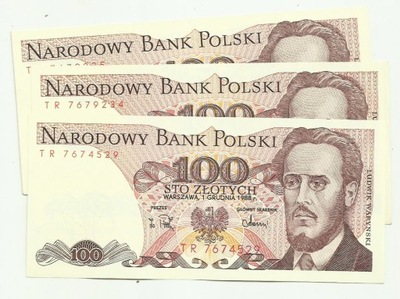 100 złotych 1988 seria TR stan UNC