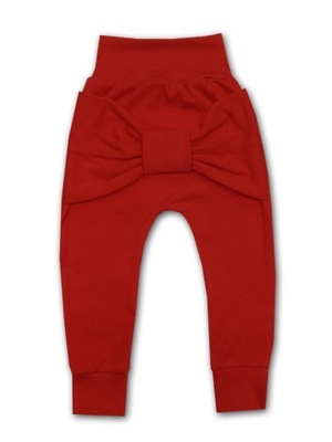 Spodnie bawełniane z kokardką czerwone 92