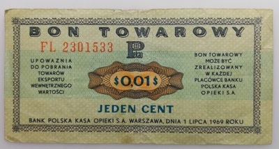 1 cent 1969 bon towarowy Pewex seria FL