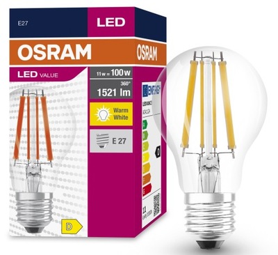 Osram żarówka LED VALUE CLA 11W odpowiednik 100W 2700K E27 1521lm