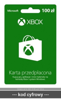 Doładowanie XBOX ONE Live 100 zł