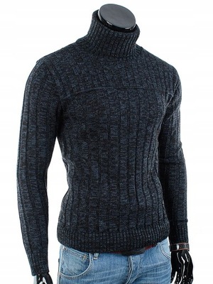 Gruby GOLF Sweter MA22 Granat___M____POLSKA