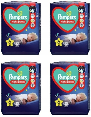 Pieluchomajtki Pampers Night Pants Rozmiar 6 (15+kg) 4x19szt. = 76 szt.