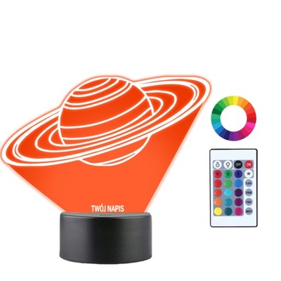 Lampka Nocna 3D LED Saturn Planeta Prezent Imię