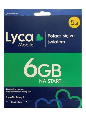 Lyca Mobile starter 5zł 6GB na start karta SIM