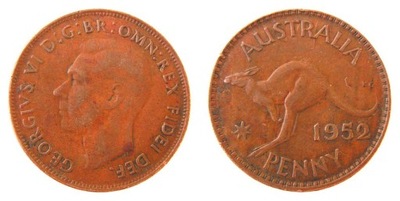 8437. AUSTRALIA, ONE PENNY, 1952