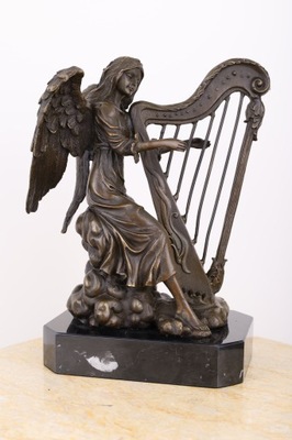 ANIELICA grająca na harfie Z BRĄZU