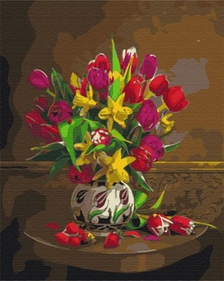 Malowanie po numerach - Tulipany i żonkile