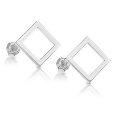 Kolczyki geometryczne romby srebrne sztyfty
