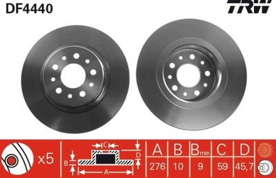 2X DISCO DE FRENADO ALFA PARTE TRASERA 156 02- DF4440  