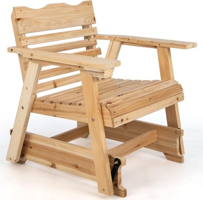 Fotel bujany z drewna, z ukrytym uchwytem