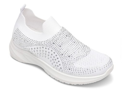 Wsuwane buty sportowe z cyrkoniami Białe 40
