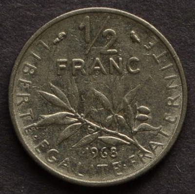Francja - 1/2 franka 1968