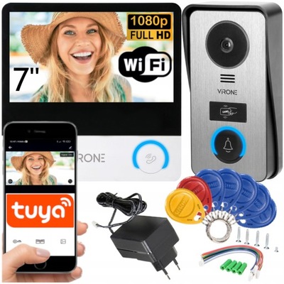 WIDEODOMOFON WiFi FULL HD RFID APLIKACJA TUYA 7'