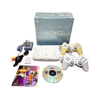 ZADBANA KONSOLA PLAYSTATION ONE SCPH-102 KOMPLET PS1 KARTON BOX 2 pady