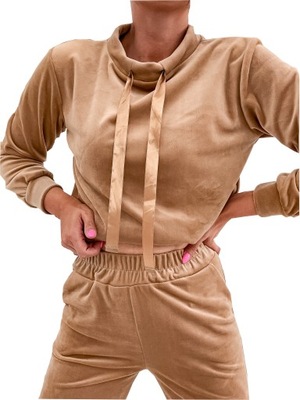 DAMSKI DRES WELUROWY CAMEL ROZMIAR XL