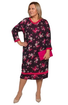 Sukienka rozmyte kwiaty PLUS SIZE rozm 46-64