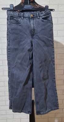 Spodnie jeans szeroka nogawka szare H&M 134