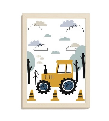 Plakat dla dzieci dziecięcy A3 maszyny traktor