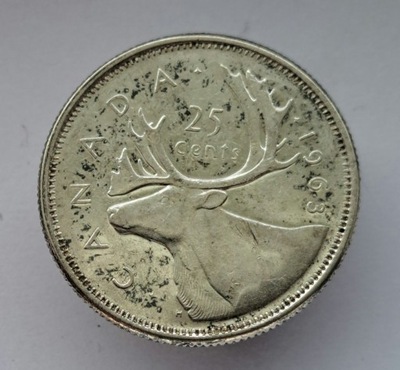Kanada 25 centów, 1963r. Srebro BCM