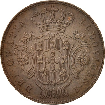 Moneta, Azory, 5 Reis, 1880, AU(55-58), Miedź, KM: