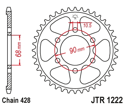 ENGRANAJE PARTE TRASERA DE ACERO JT JTR1222.47 47 DIENTES 428  