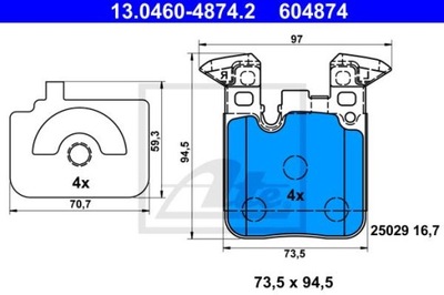 ATE 13.0460-4874.2 КОЛОДКИ ТОРМОЗНЫЕ ЗАД BMW 1/2/3/4 11-