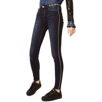 SPODNIE JEANSY DESIGUAL NIEBIESKIE HAFTY R 24