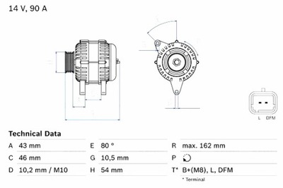 BOSCH ГЕНЕРАТОР CITROEN C1 PEUGEOT 107 206 307 406 EXPERT PARTNER