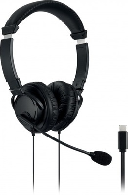 Słuchawki przewodowe Kensington USB-C Hi-Fi, z mikrofonem, czarne