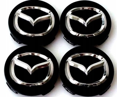 4 PIEZAS TAPACUBOS TAPA PARA DISCOS MAZDA 56 MM NEGRAS  